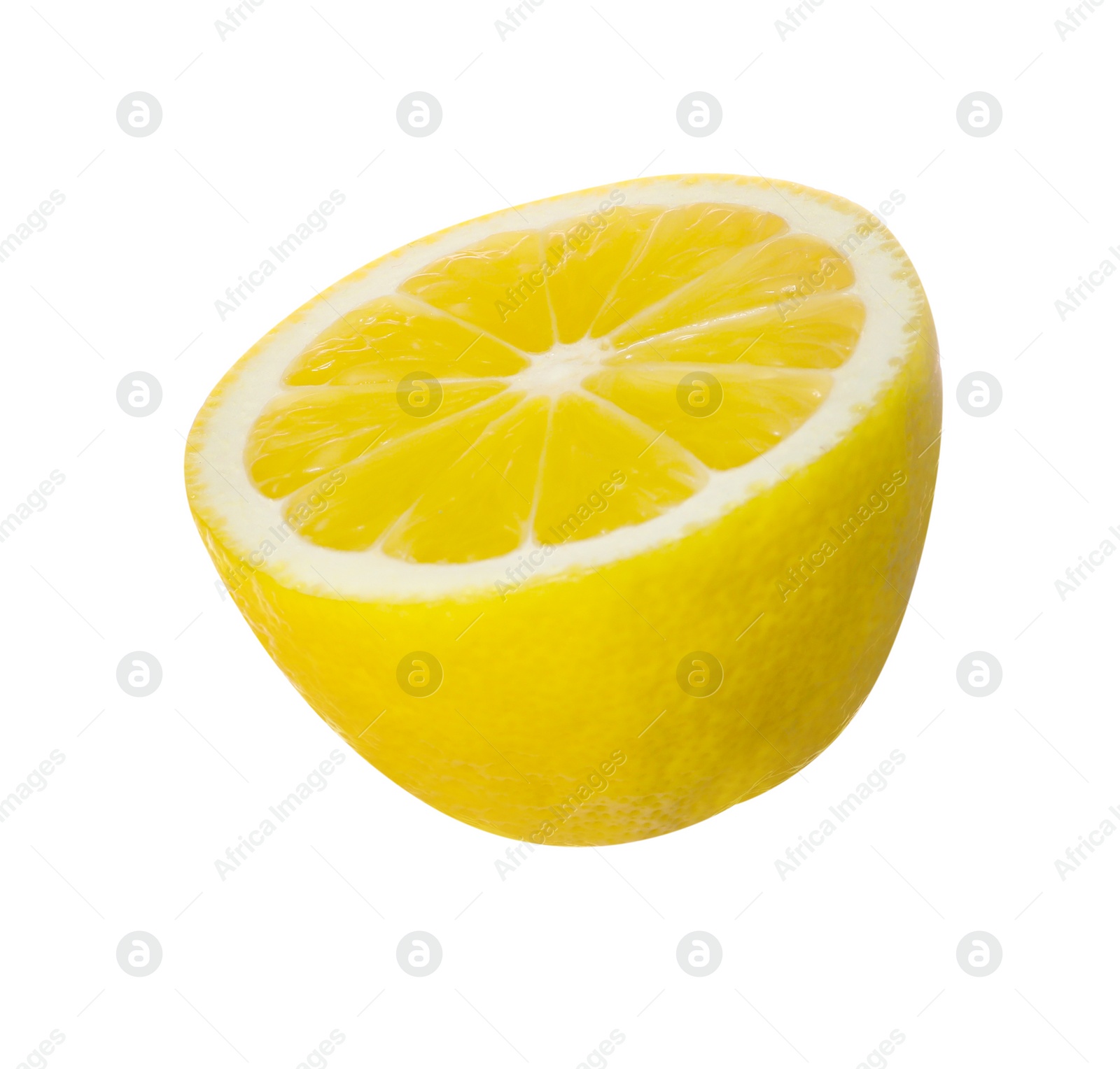 Photo of Fresh ripe lemon half isolated on white