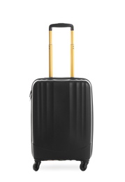 Black suitcase for travelling on white background