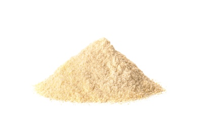 Photo of Pile of corn flour isolated on white