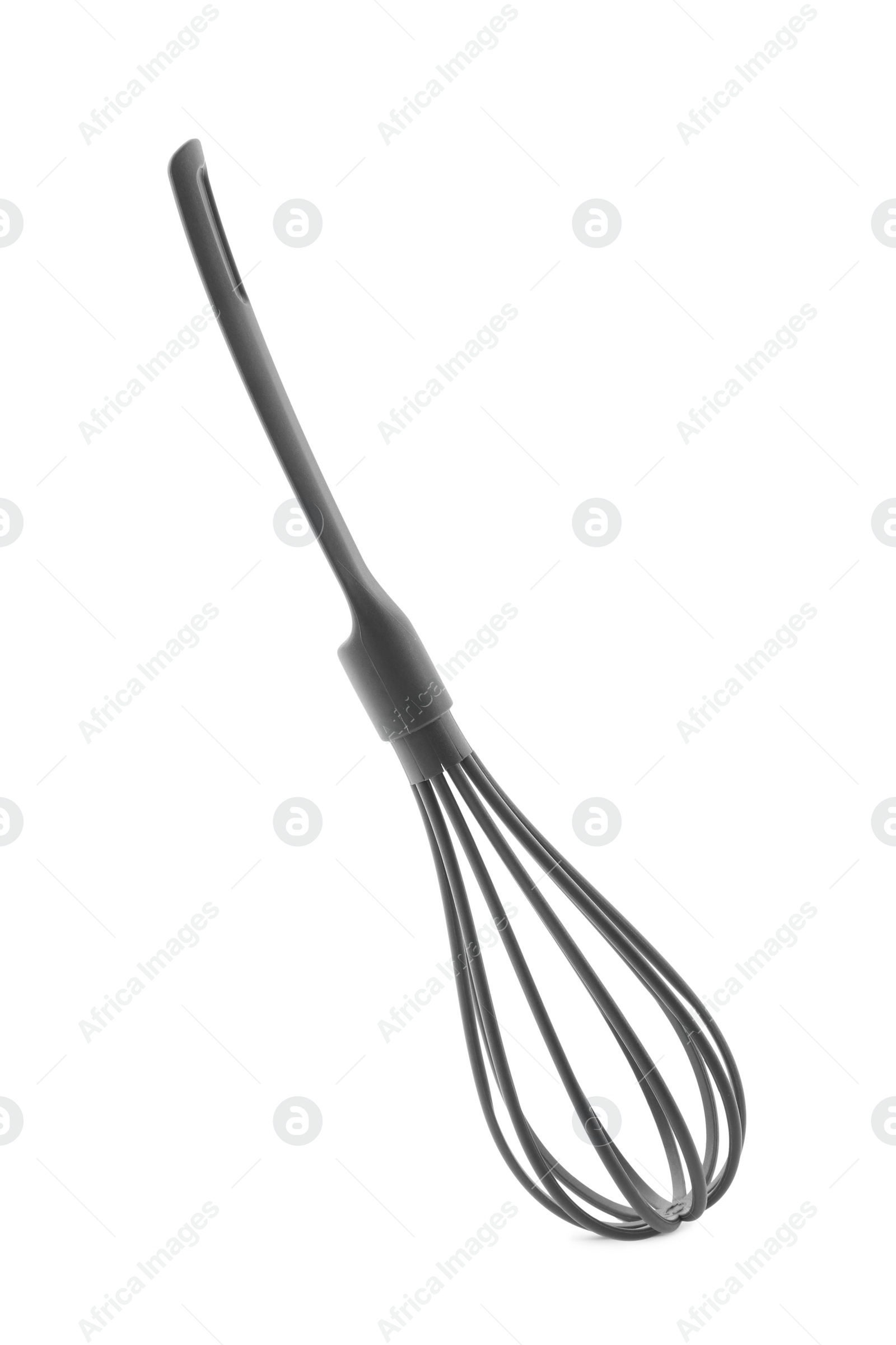 Photo of Plastic whisk isolated on white. Kitchen utensil