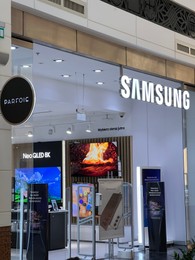 Photo of Poland, Warsaw - July 12, 2022: Official Samsung store in shopping mall
