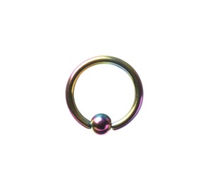 Photo of Piercing jewelry. Captive bead ring isolated on white