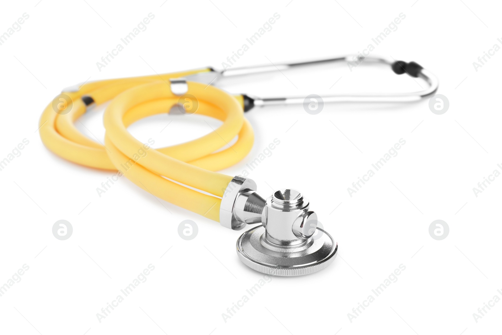 Photo of Stethoscope on white background. Professional medical device