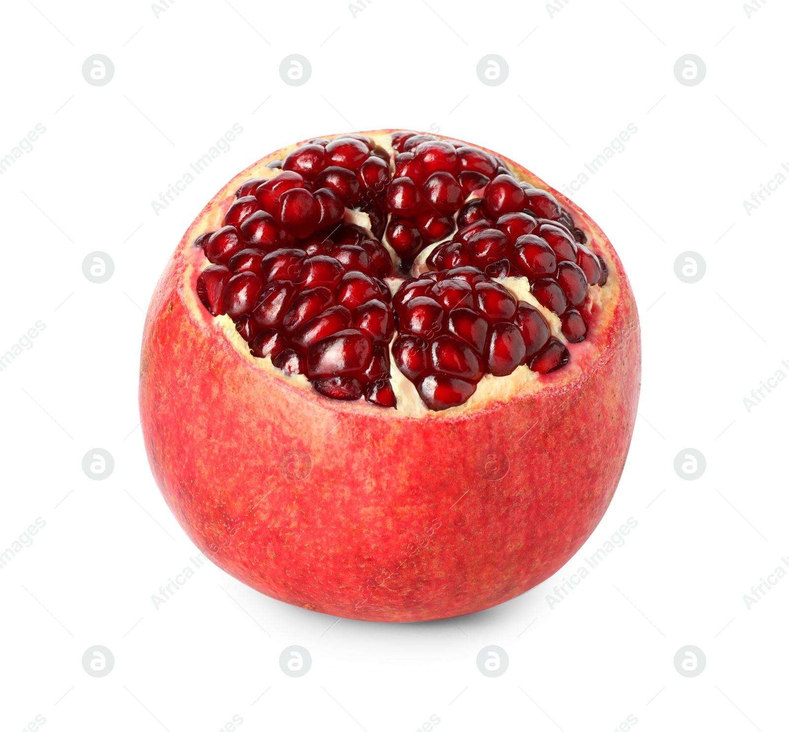 Photo of One fresh ripe pomegranate isolated on white