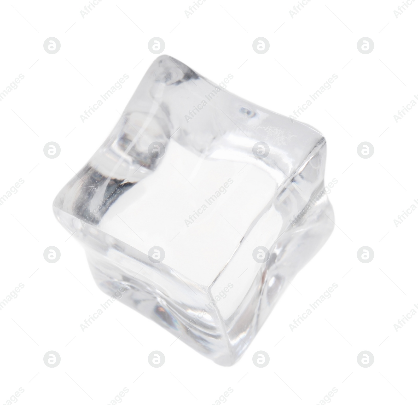 Photo of One crystal clear ice cube isolated on white