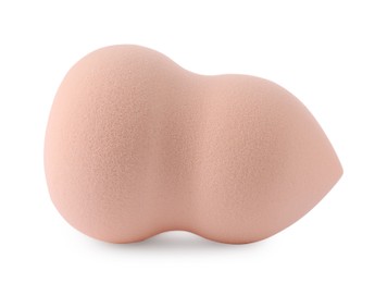 One beige makeup sponge isolated on white
