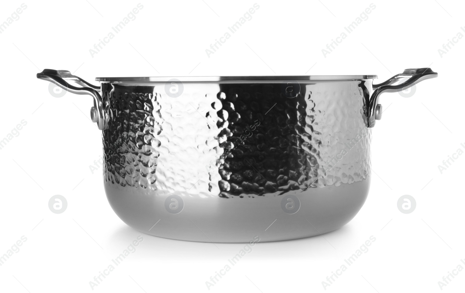 Photo of Modern metallic clean saucepan isolated on white