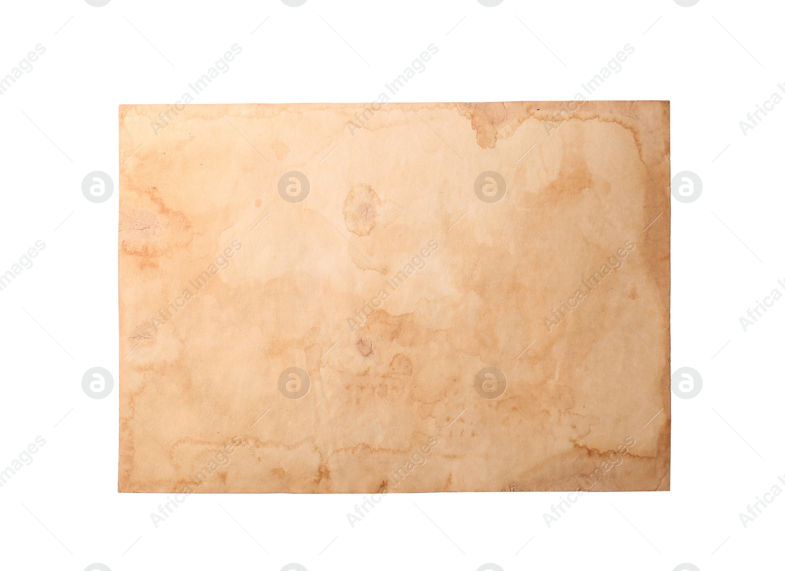 Photo of Sheet of old parchment paper on white background, top view