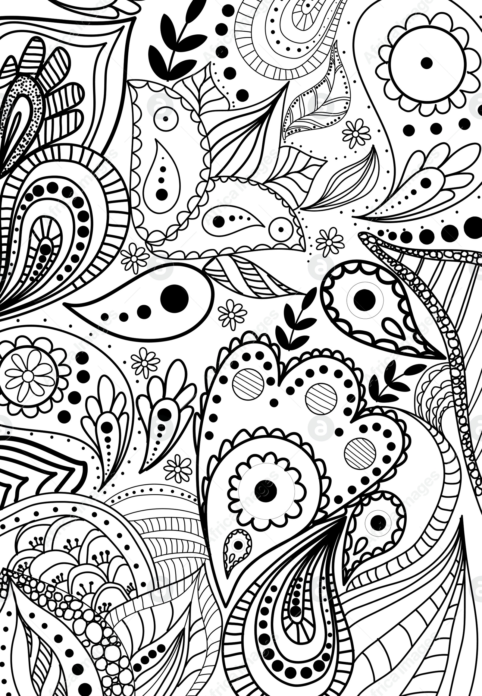 Illustration of Abstract ornaments on white background, illustration. Coloring page