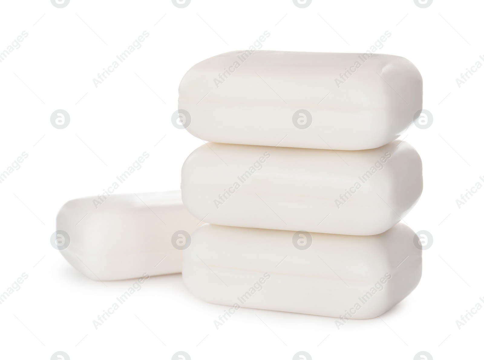 Photo of Soap bars on white background. Personal hygiene