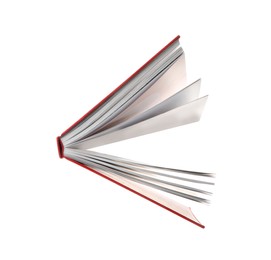 Photo of Book with red cover on white background