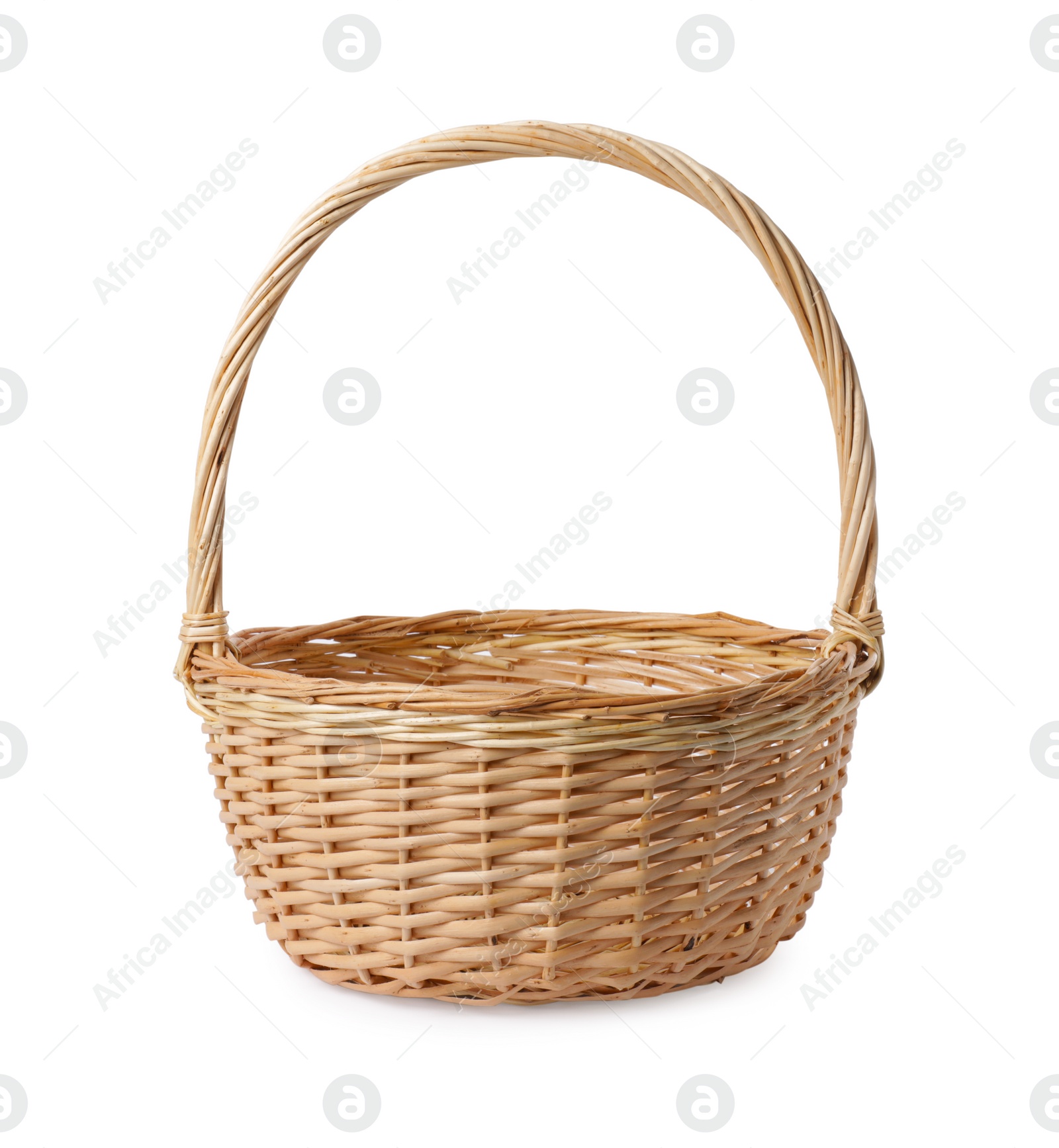 Photo of New Easter wicker basket isolated on white