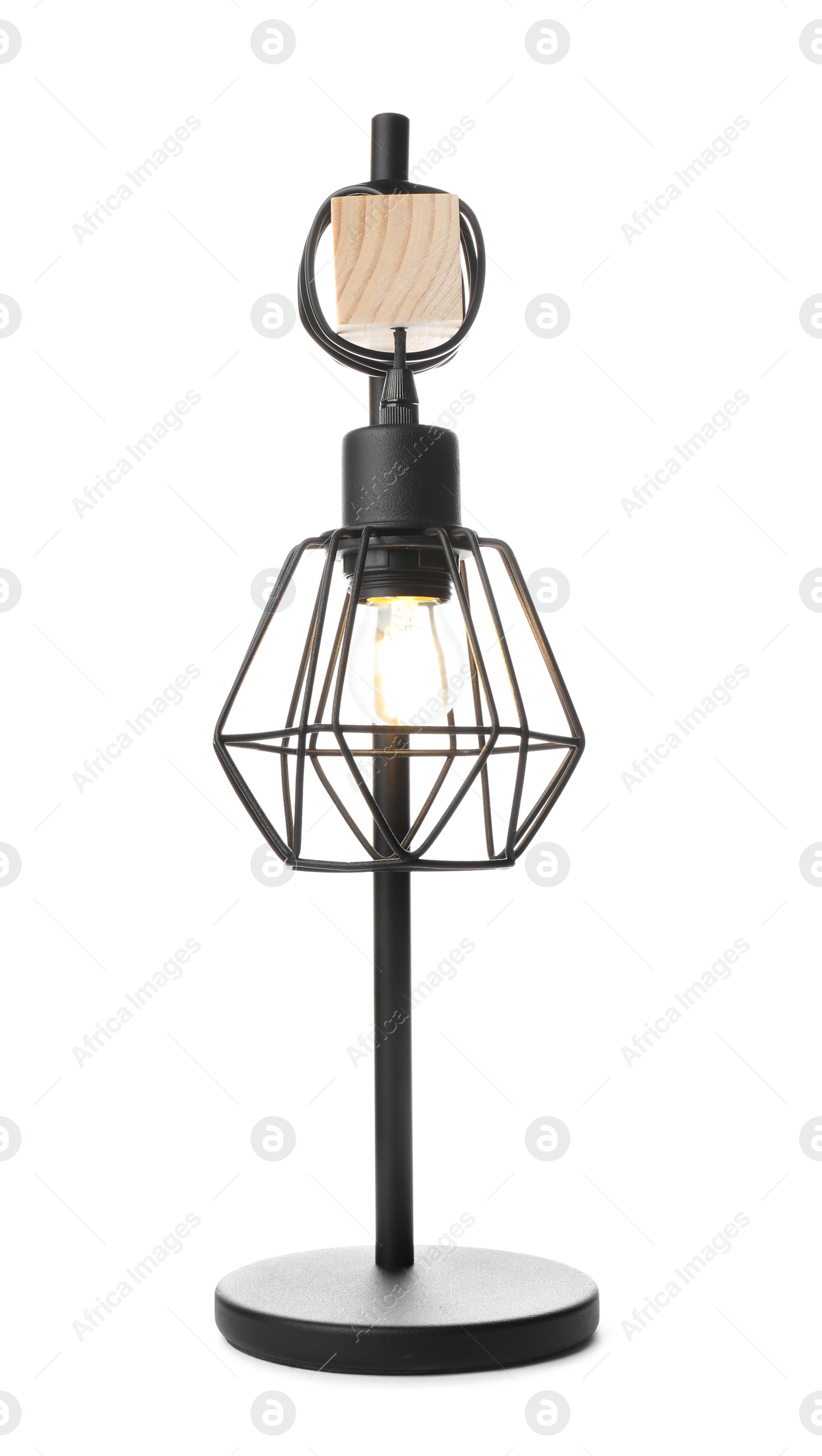 Photo of Modern lamp on white background. Idea for interior design