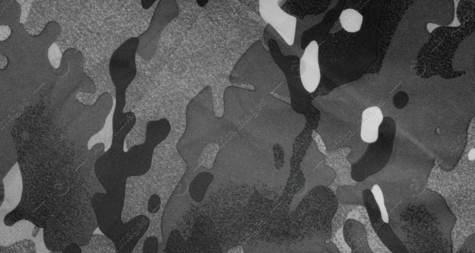 Image of Texture of camouflage fabric as background, black and white effect. Banner design