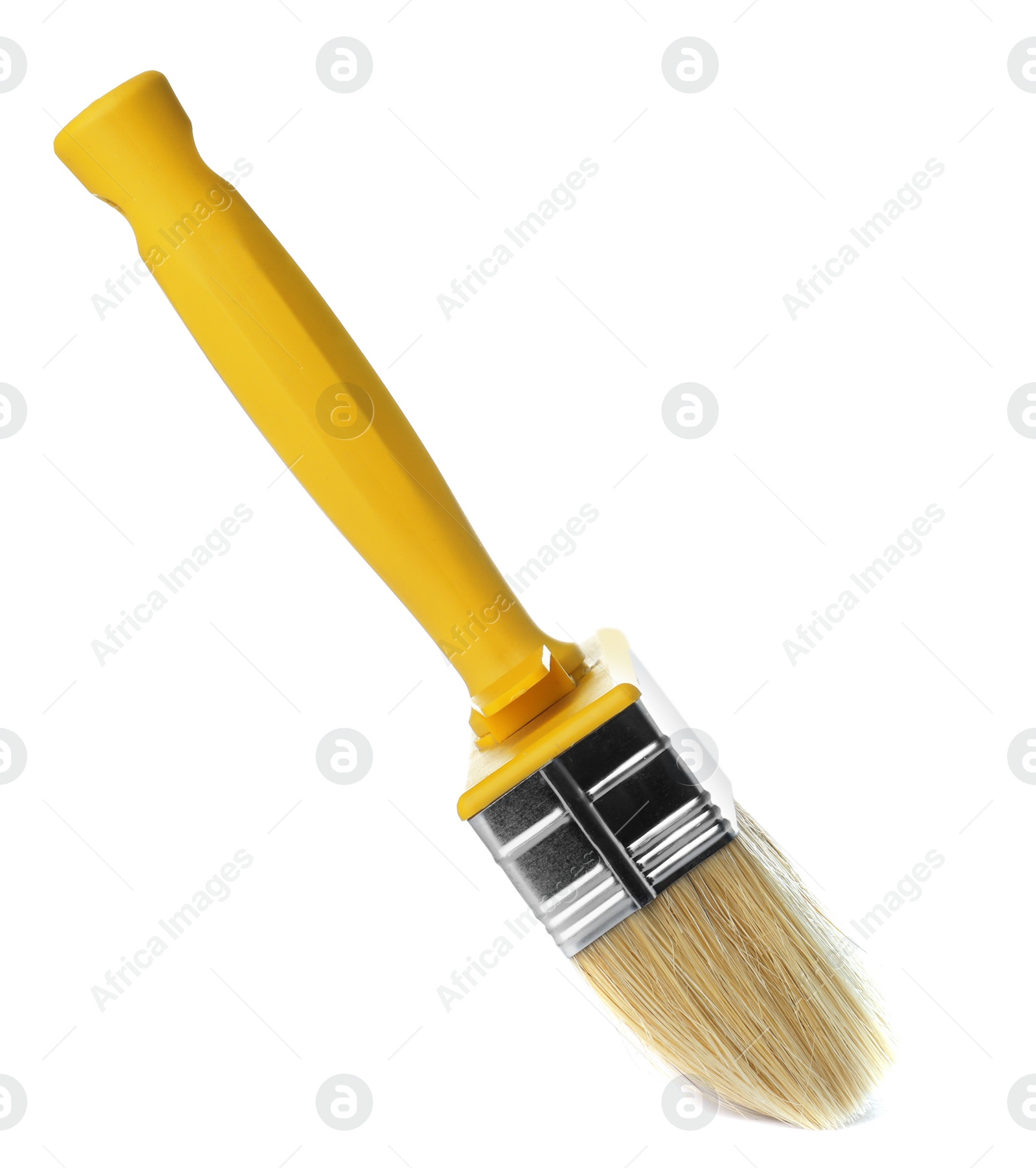 Photo of New paint brush on white background. Decorating tool