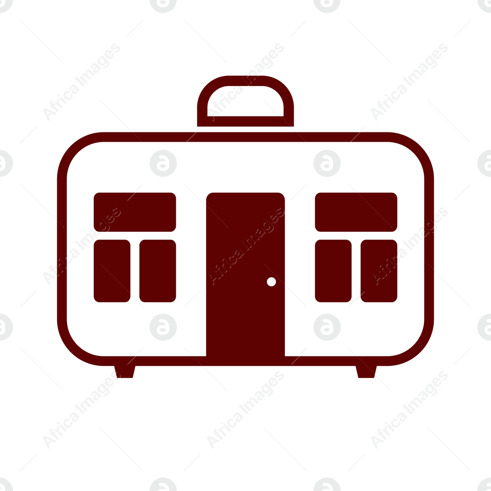 Illustration of Moving concept.  suitcase with windows and door on white background