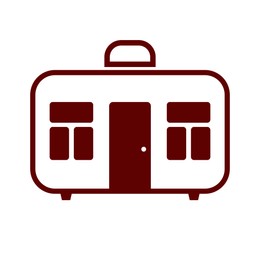 Illustration of Moving concept.  suitcase with windows and door on white background