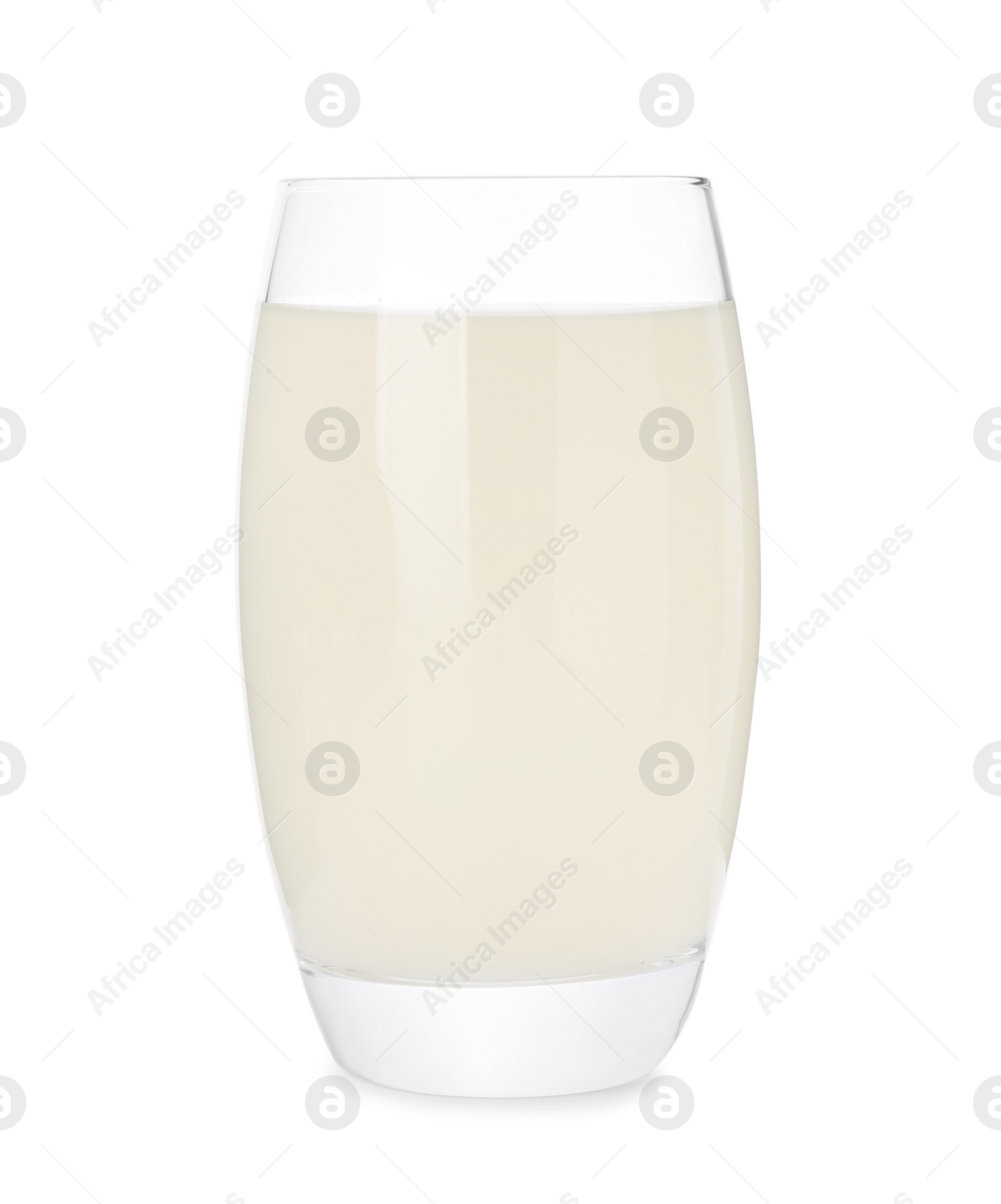 Photo of Glass of coconut water isolated on white