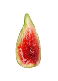 Slice of fresh green fig isolated on white