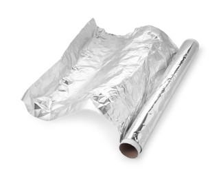 Roll of aluminum foil isolated on white