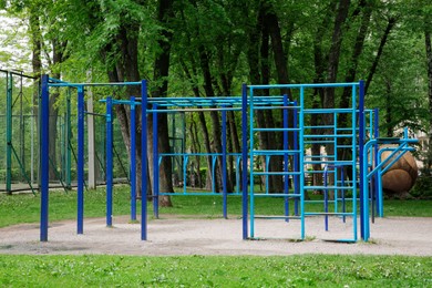 Empty monkey bars on outdoor gym in park