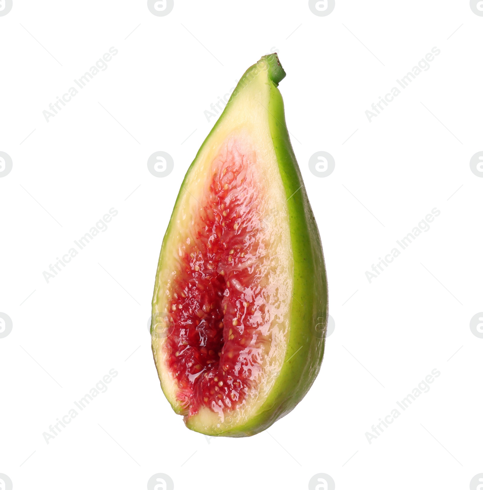 Photo of Half of fresh green fig isolated on white