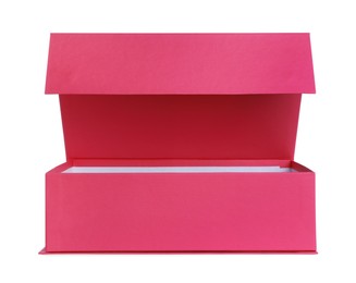 Open pink shoe box isolated on white