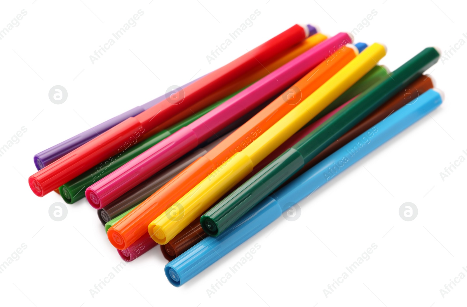 Photo of Many bright colorful markers isolated on white