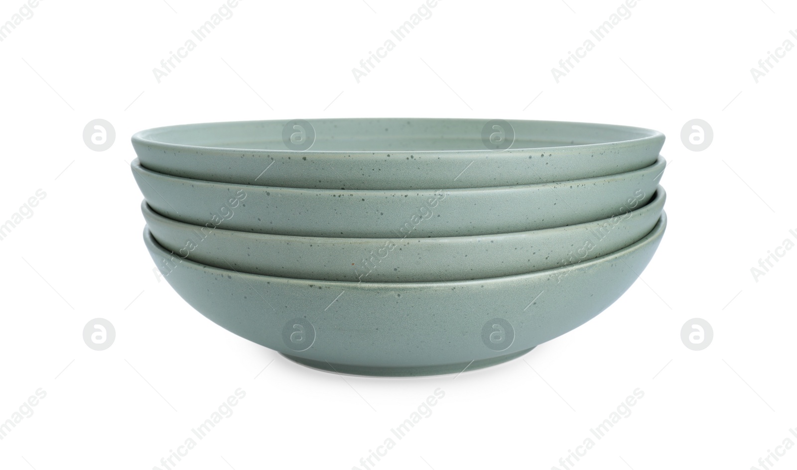 Photo of Beautiful green ceramic bowls isolated on white