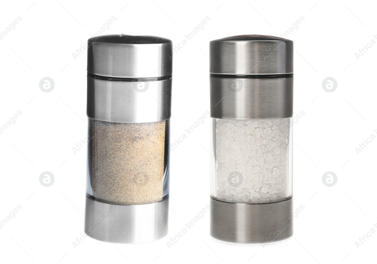 Image of Salt mill and pepper shaker isolated on white