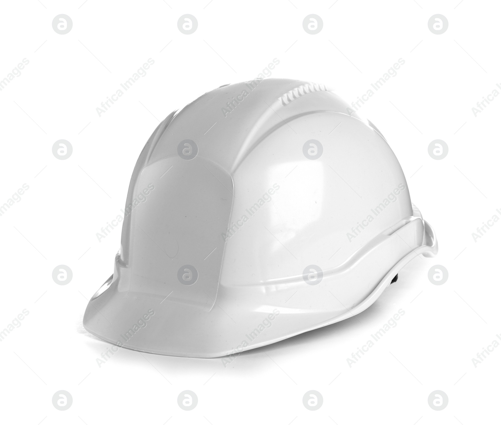 Photo of Hard hat on white background. Construction tools