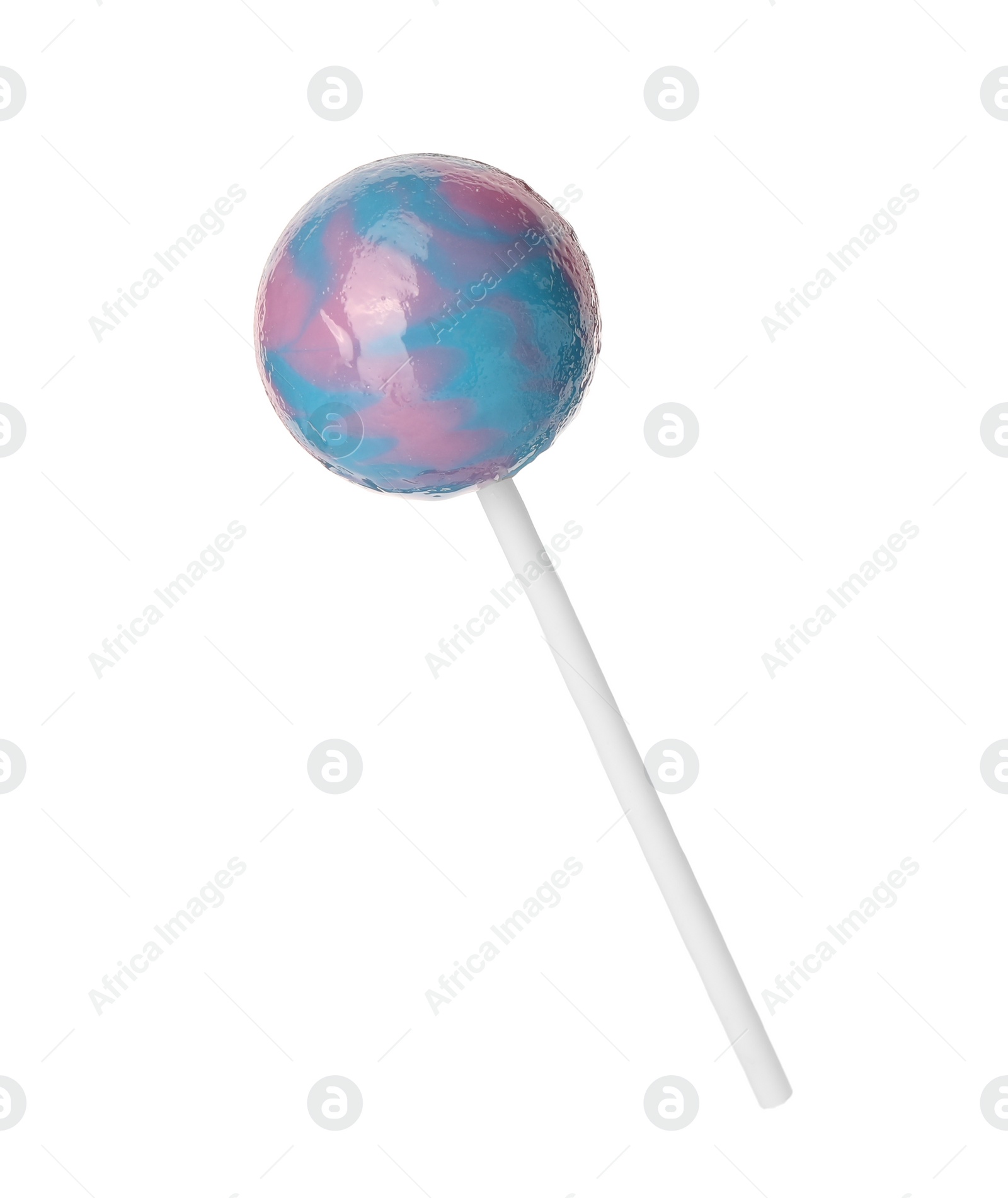 Photo of Tasty colorful lollipop isolated on white. Confectionery product