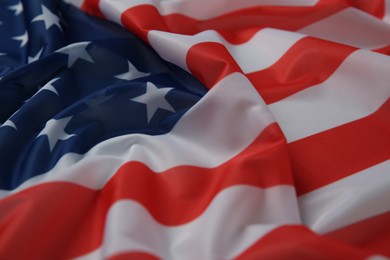 Photo of Flag of USA as background, closeup view