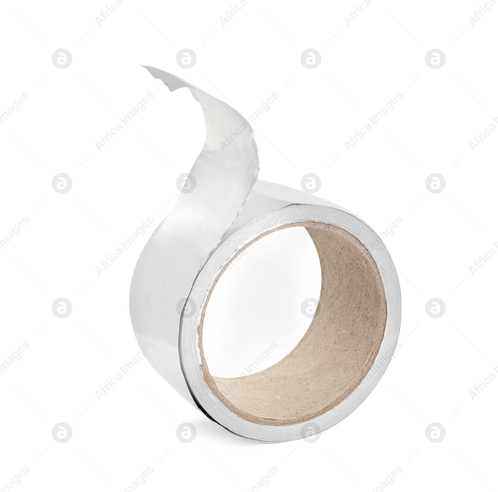 Photo of Roll of aluminum adhesive tape on white background