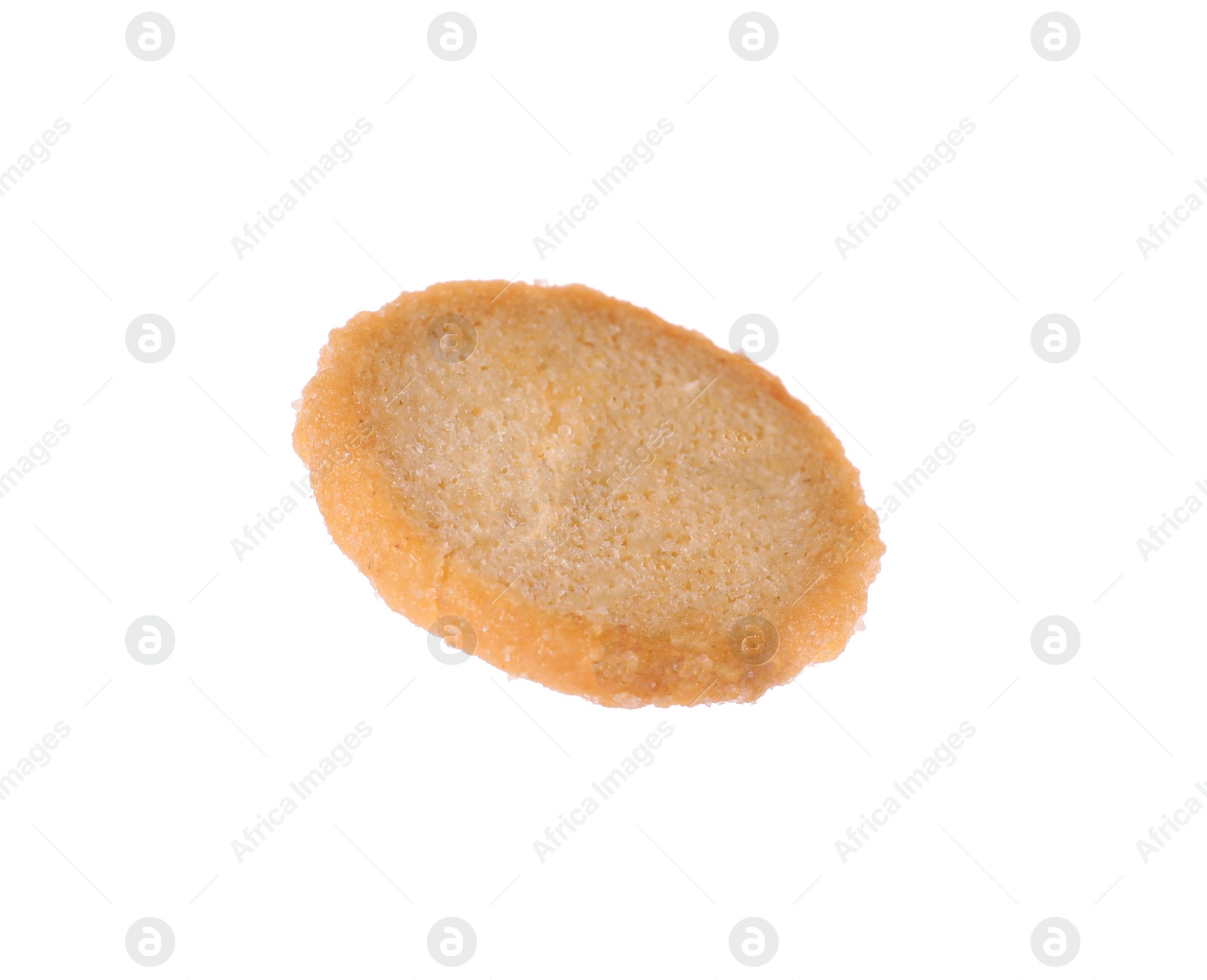 Photo of Crispy rusk isolated on white. Tasty snack