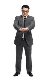 Photo of Businessman in suit posing on white background