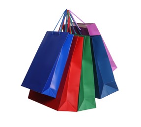 Colorful paper shopping bags isolated on white