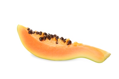 Fresh ripe papaya slice isolated on white