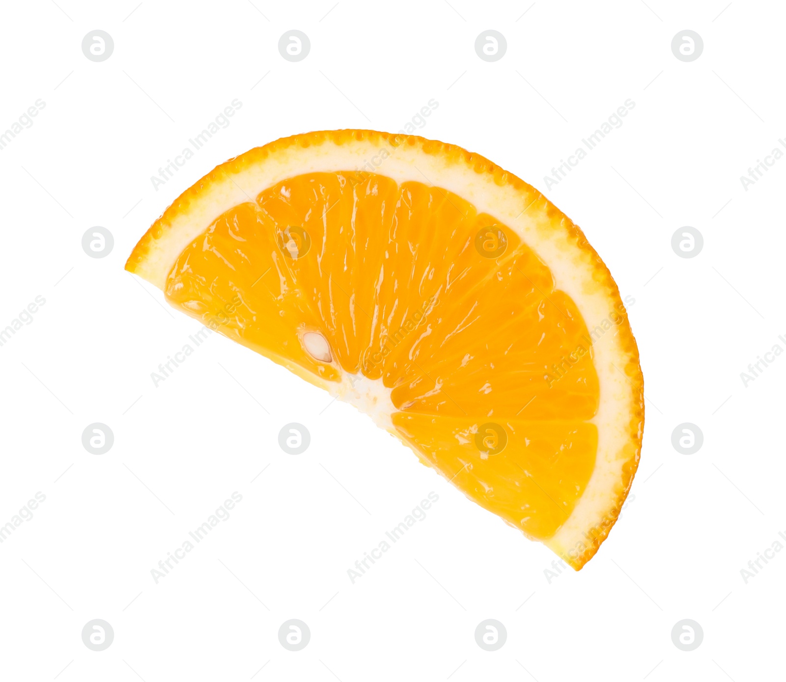 Photo of Slice of fresh ripe orange isolated on white