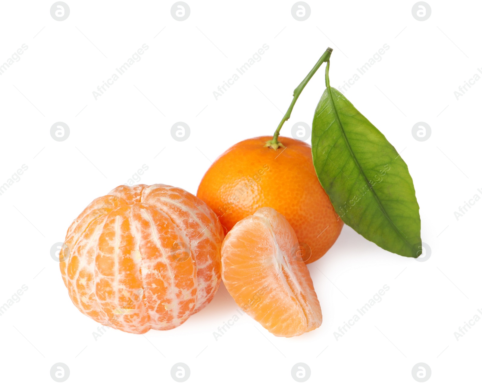 Photo of Fresh ripe juicy tangerines isolated on white