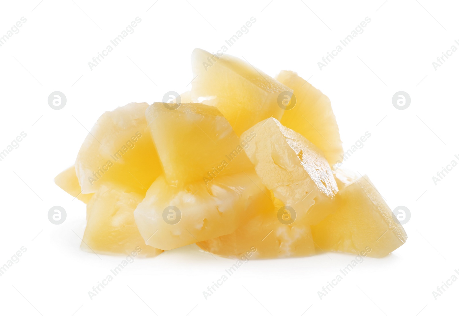 Photo of Pieces of canned pineapple isolated on white