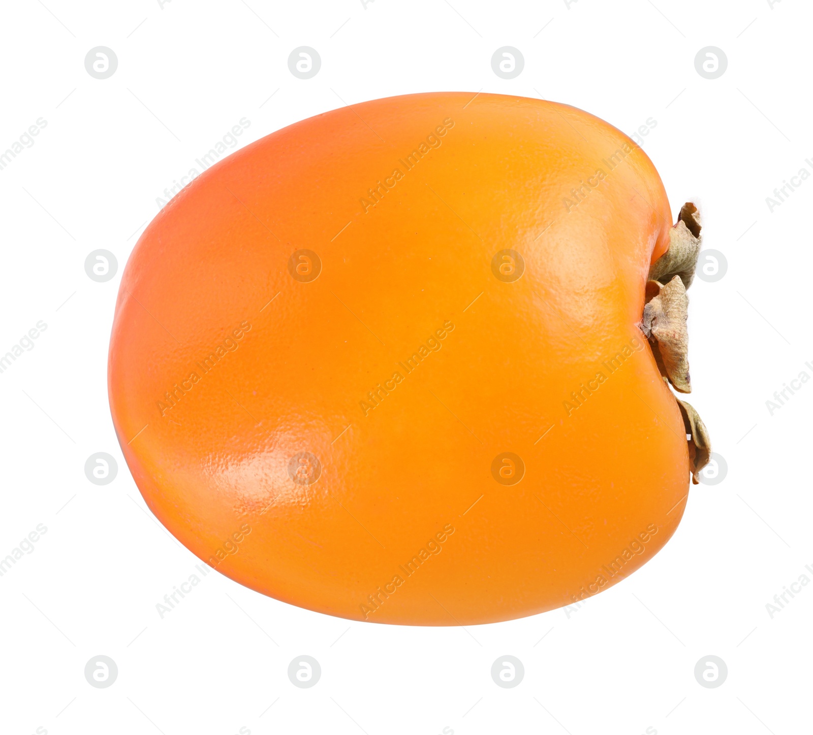 Photo of Delicious ripe juicy persimmon isolated on white, top view