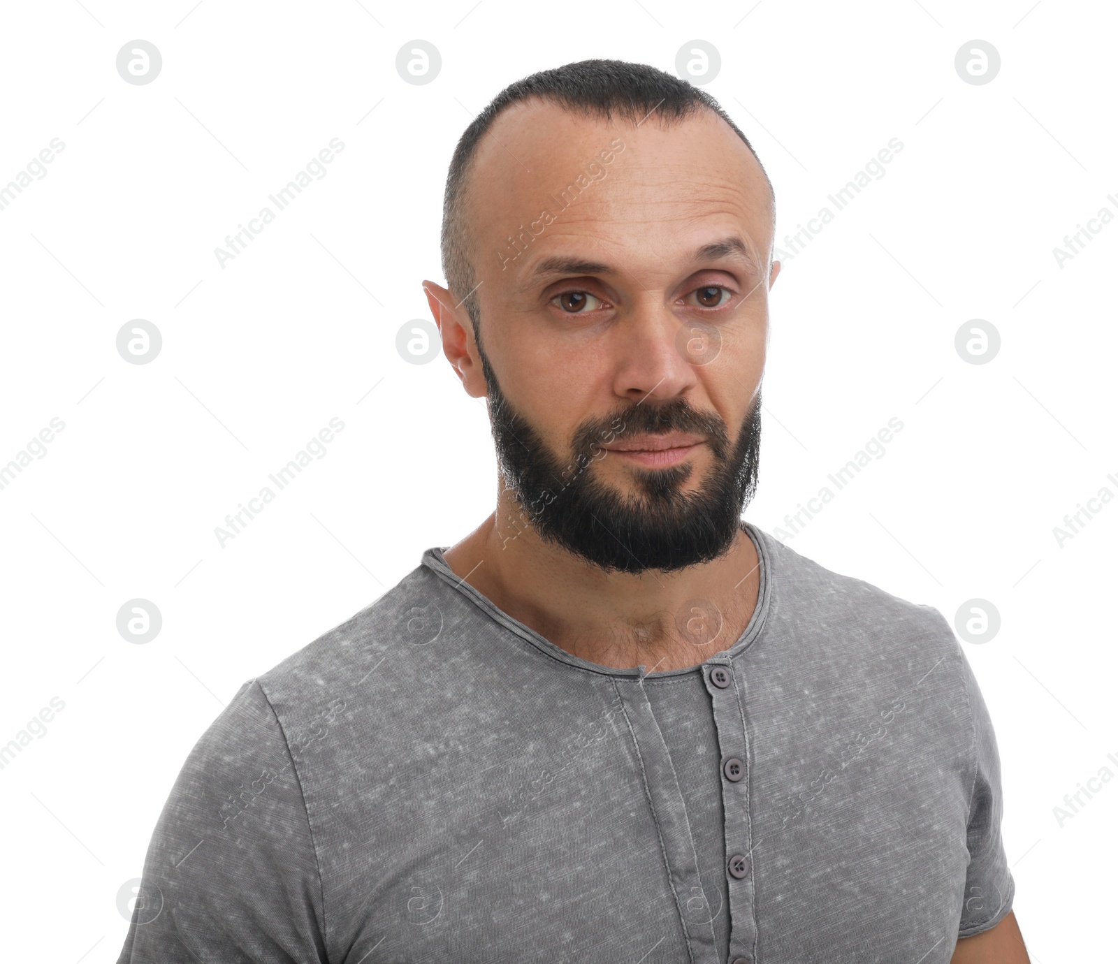 Photo of Portrait of handsome man on white background