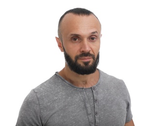 Photo of Portrait of handsome man on white background