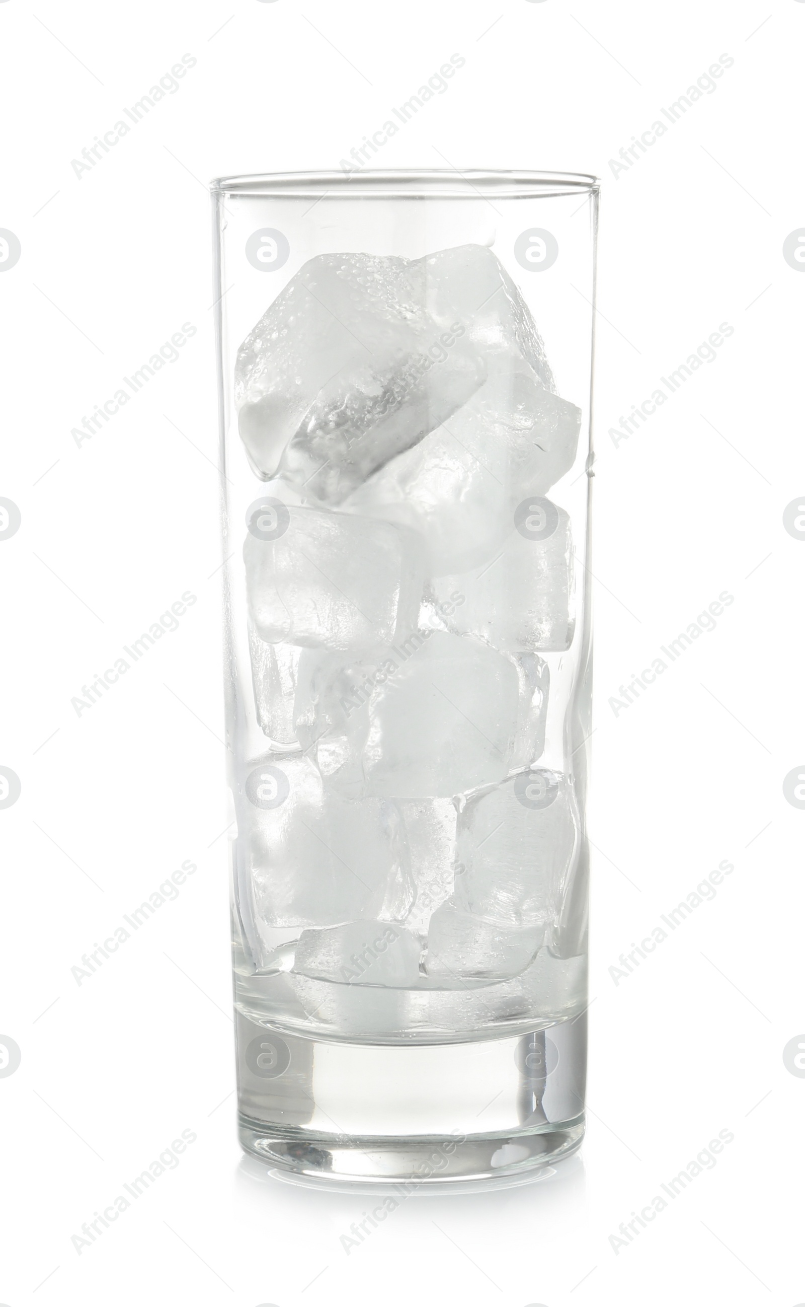 Photo of Ice cubes in glass isolated on white