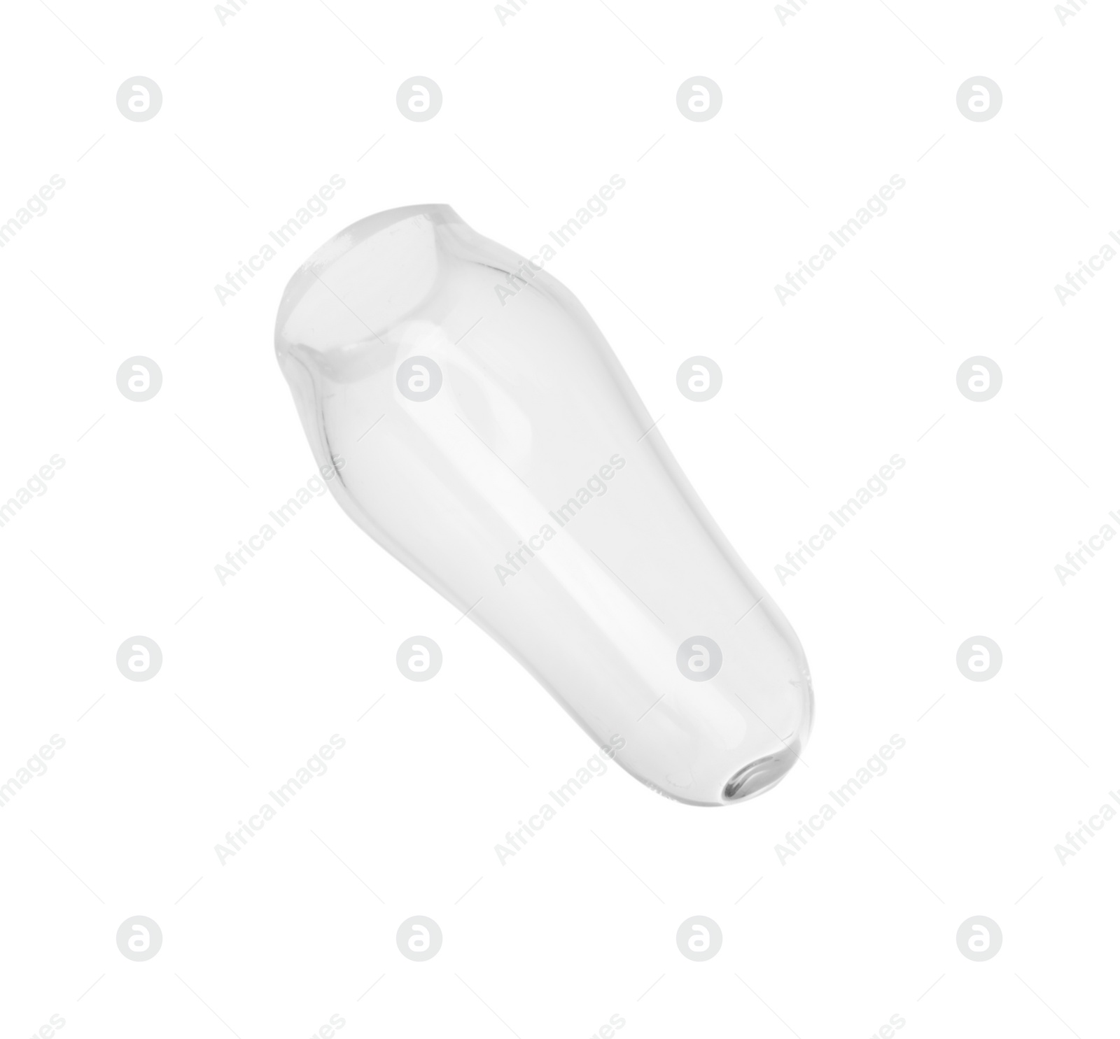 Photo of Conical tip of open glass ampoule isolated on white