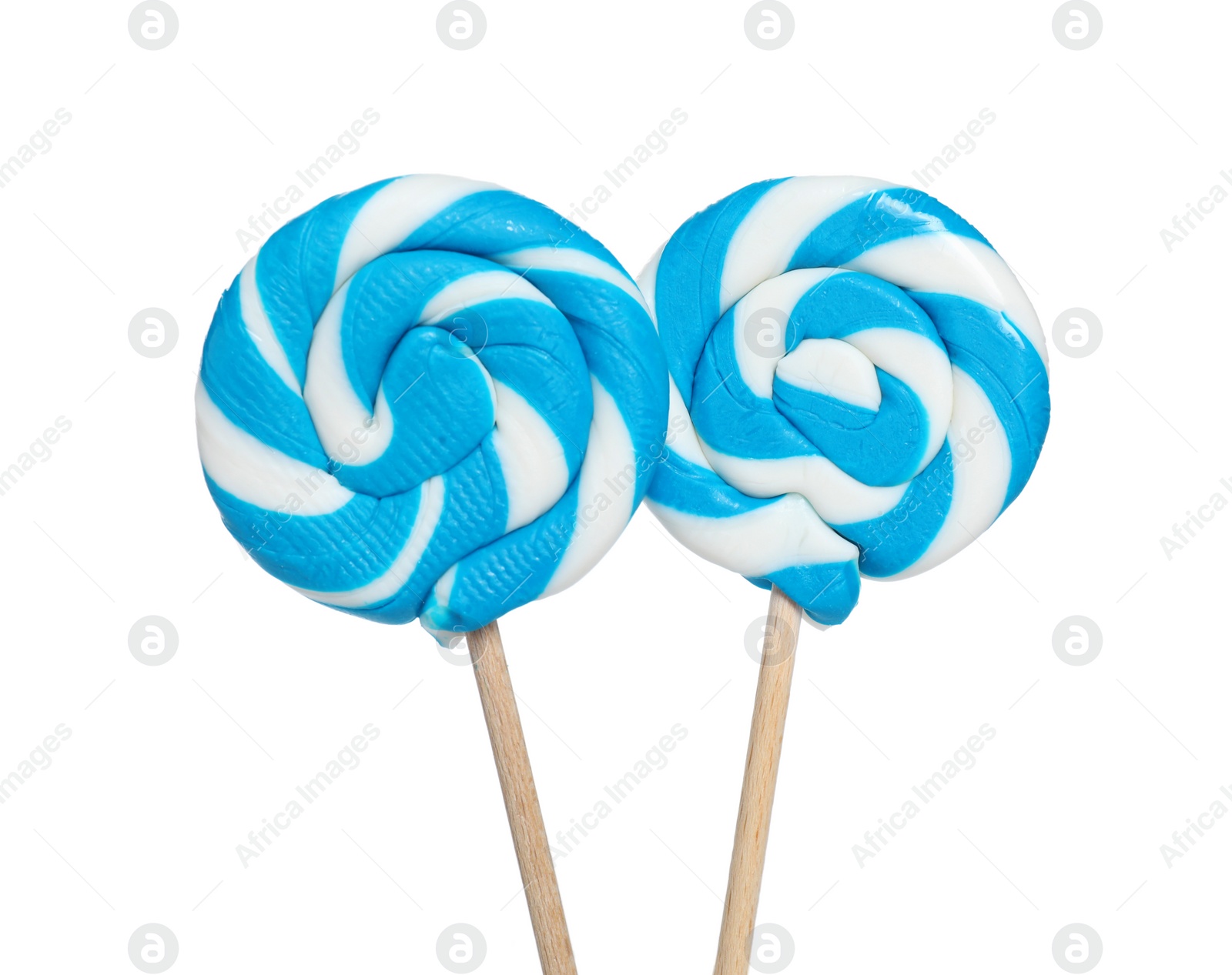 Photo of Sticks with bright lollipops isolated on white