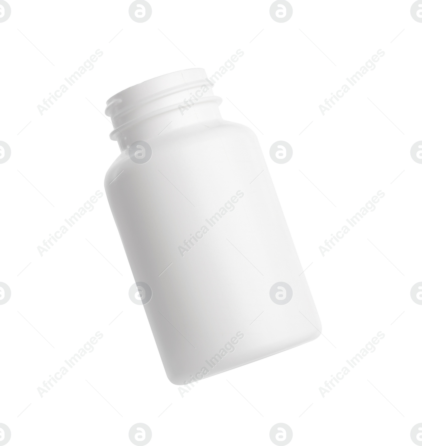 Photo of Blank plastic pill bottle isolated on white