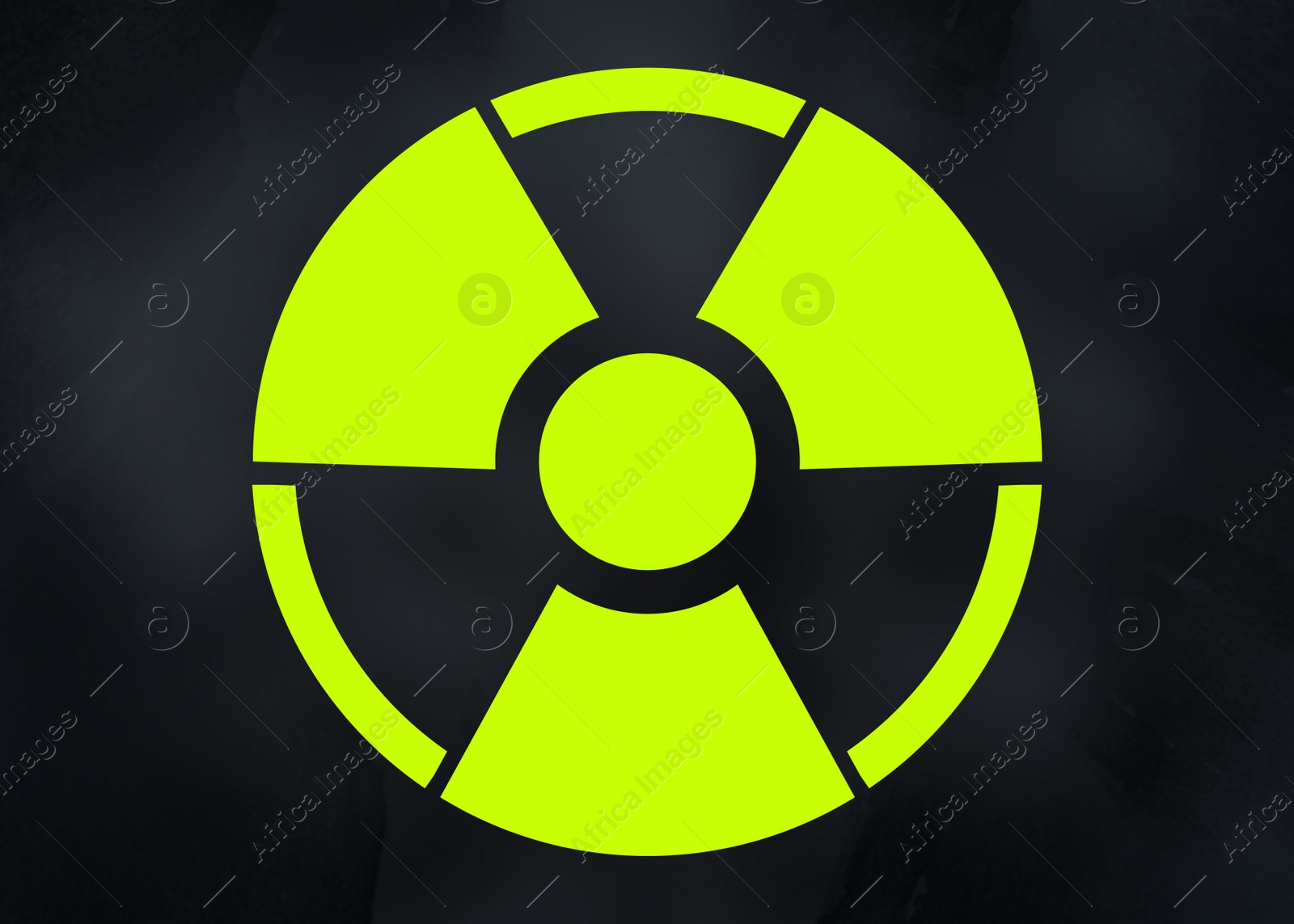 Illustration of Radioactive sign on black background. Hazard symbol