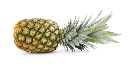 Photo of One delicious ripe pineapple isolated on white